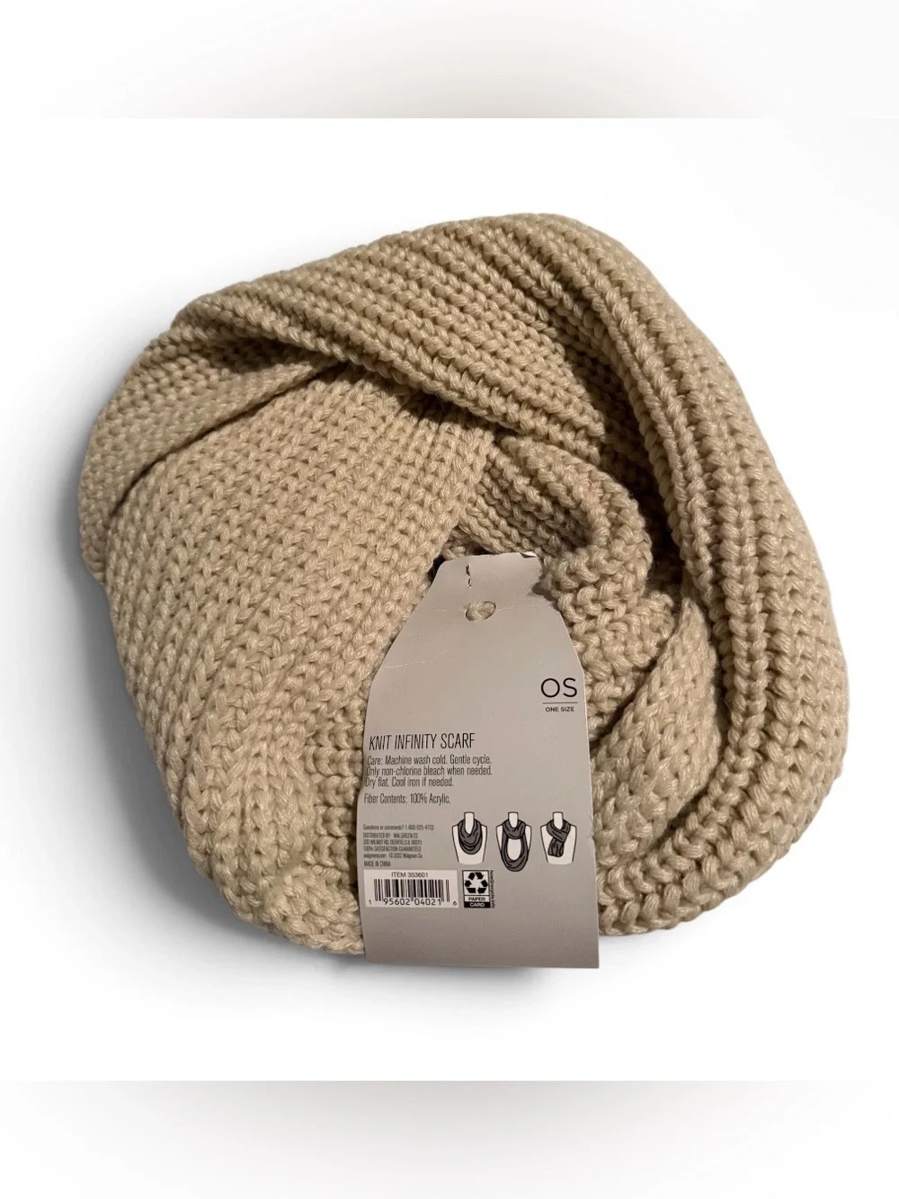 west loop Cozy Knit Infinity Scarf in Beige